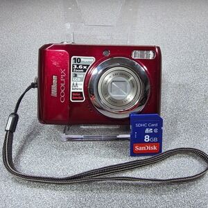Nikon Coolpix L20 Digital Camera Red Good 10MP 3.6x Zoom with SD Card